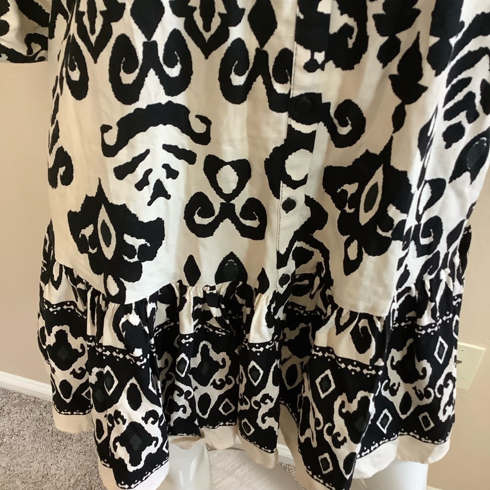 Zara Black and Cream Patterned Women's Dress - Picture 7 of 10